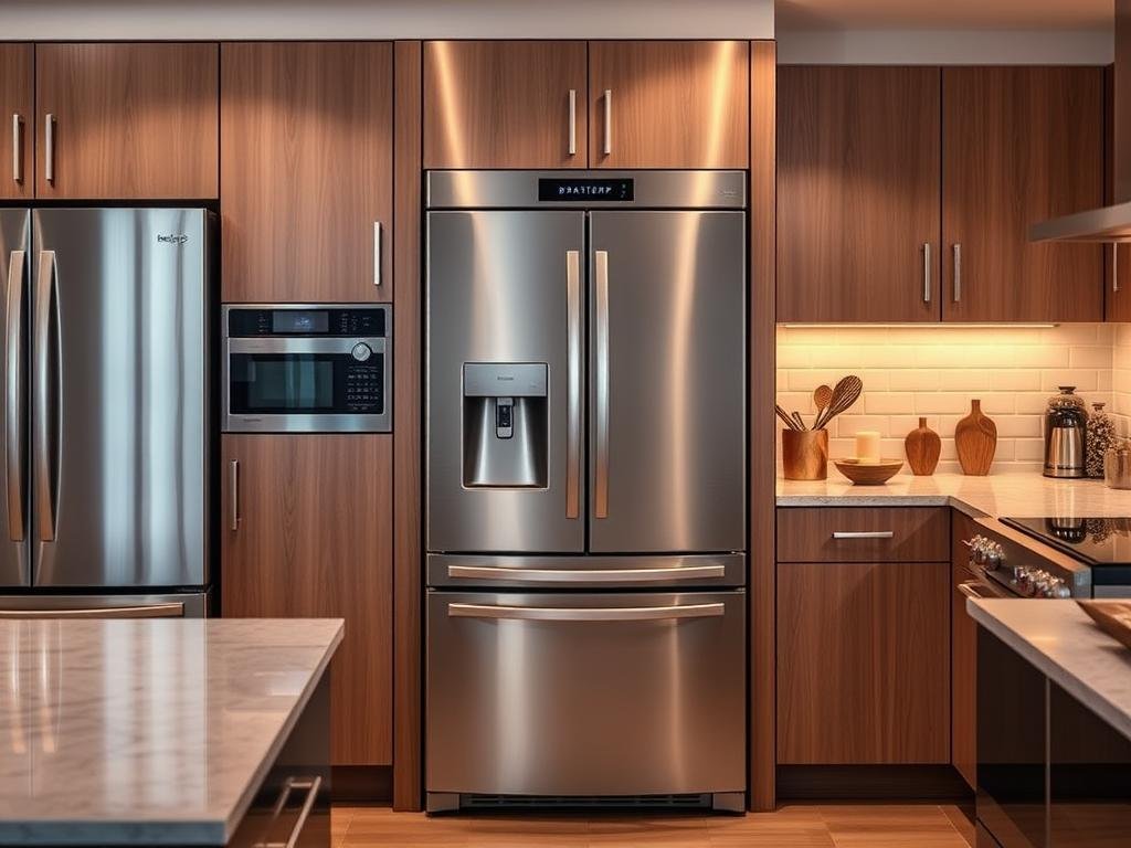 Geladeira Frost Free Brastemp Inverse 447 litros Inox em ambiente de cozinha Geladeira Frost Free Brastemp Inverse 447 litros Inox em ambiente de cozinha
