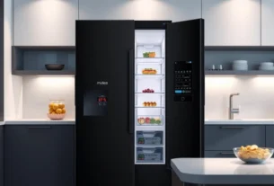 Geladeira Side by Side 511L Inverter Cor Preto Conectada Midea MD-RS710FGD282 vista frontal