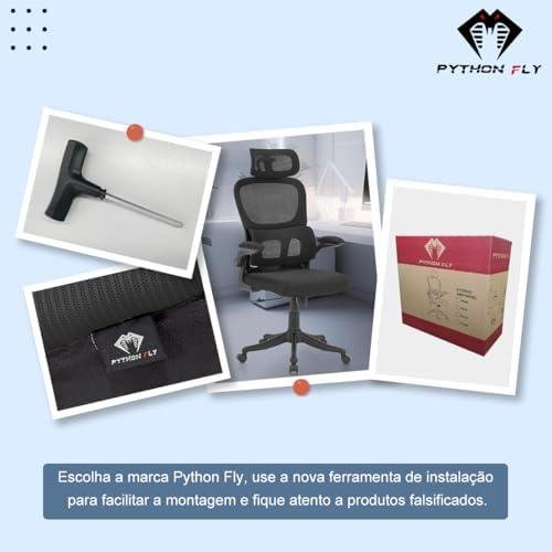         Cadeira de escritório, design ergonômico com suporte lombar independente, malha respirável e encosto de cabeça ajustável (Preto)       