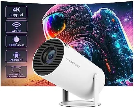 Mini Projetor Portátil 5G Wifi 6 BT 5.0 Android 11: A Experiência de Cinema em Casa com Imagens 4K e 8000 Lumens!