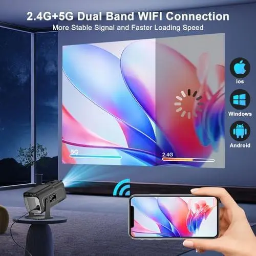 ZDSSY HY320 Mini, Projetor Portatil 5G Wifi 6, Bluetooth 5.0 e Android 11, Suporte 4K e 720P Nativo, 12,000 Lumens, Projetor Led com 4D/4P e Auto de Correccao, 180° Giratorio, Zoom Eletronico ZDSSY HY320 Mini, Projetor Portatil 5G Wifi 6, Bluetooth 5.0 e Android 11, Suporte 4K e 720P Nativo, 12,000 Lumens, Projetor Led com 4D/4P e Auto de Correccao, 180° Giratorio, Zoom Eletronico
